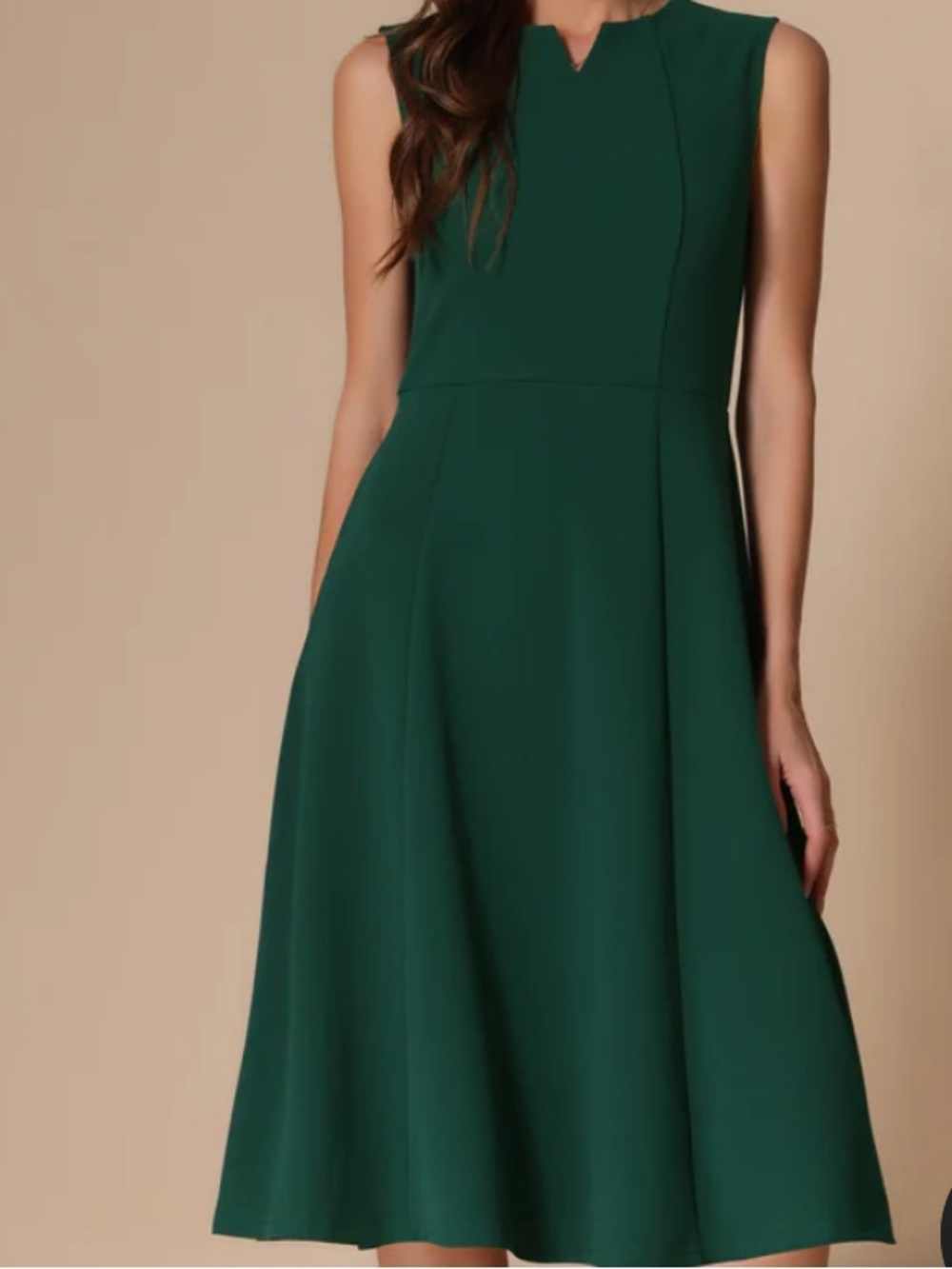 Allegra K Deep Green Sleeveless Midi Dress